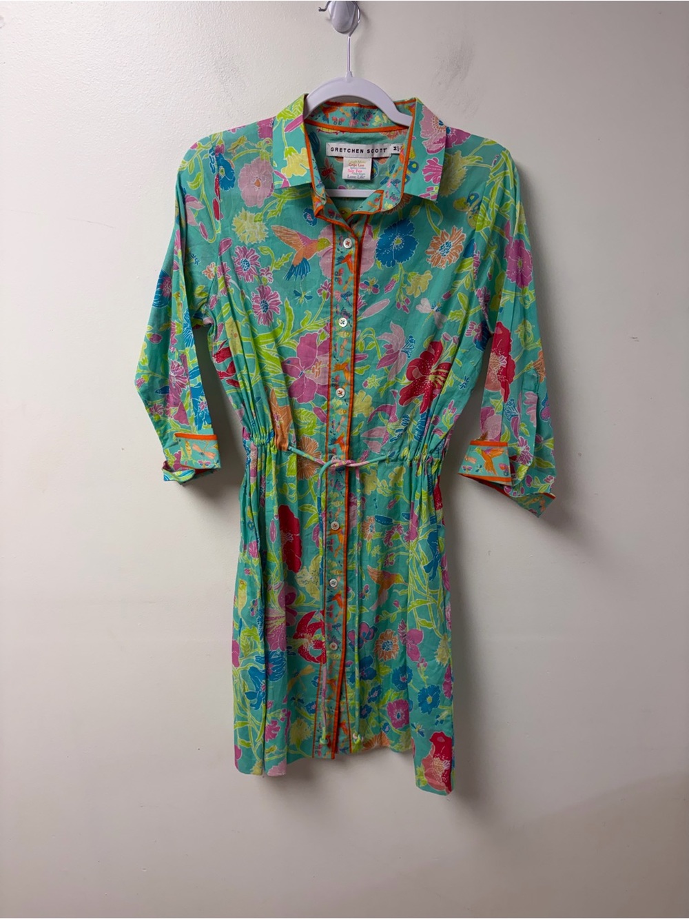 Gretchen Scott Cotton Pulley Dress Birds and Bees Size Medium - Picture 4 of 10